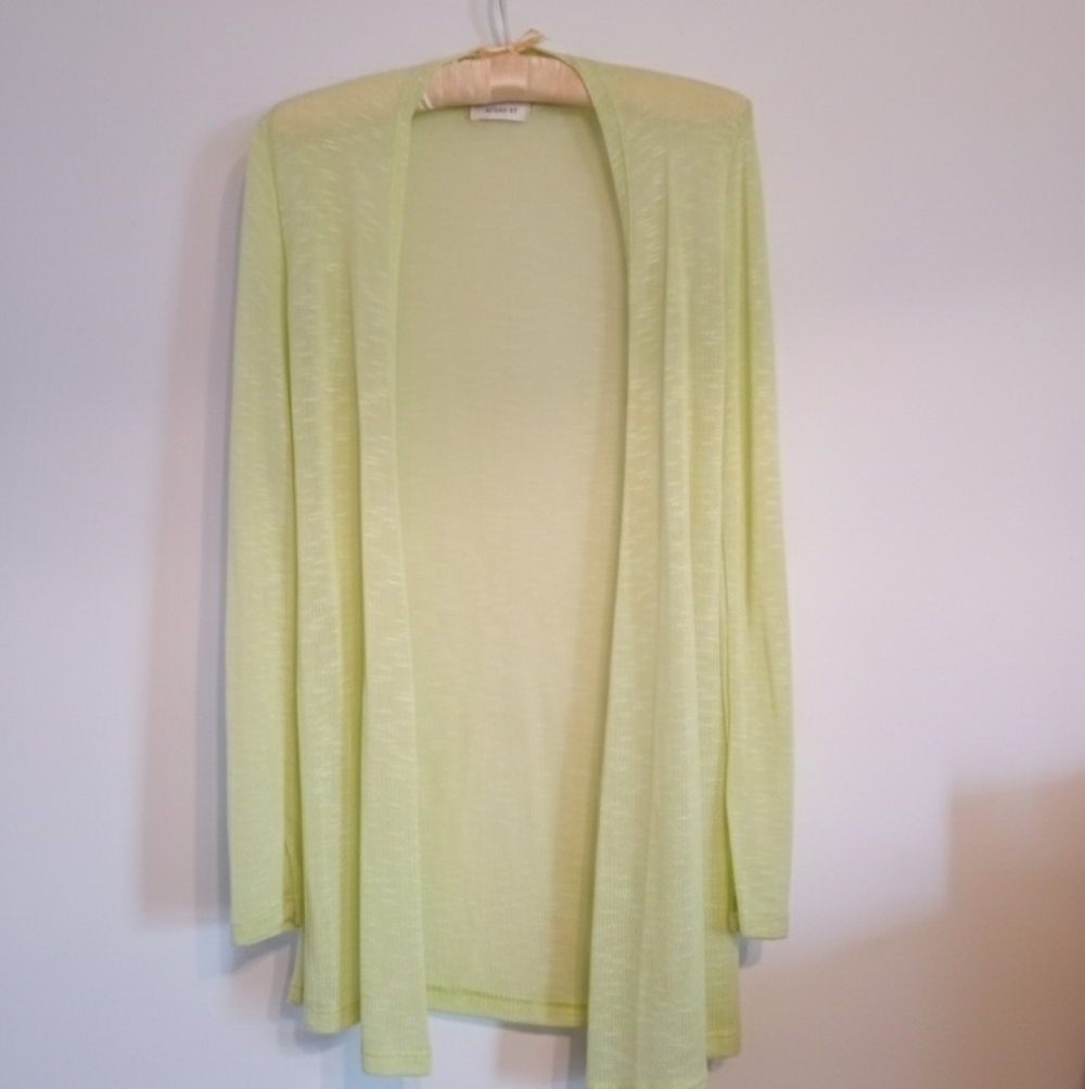 Lightweight Sheer Open Front Cardigan, Summery Lemon-Lime, Size M, NWOT